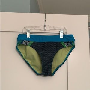 NEW prana blue/green patterned bikini bottoms, sml